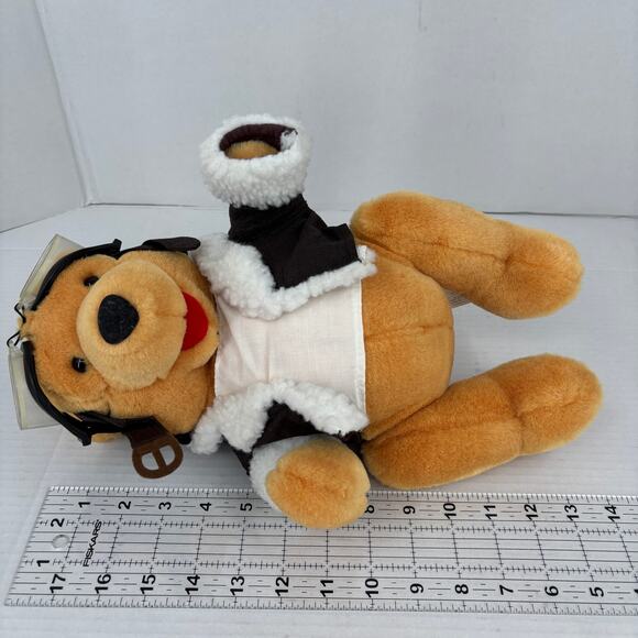 Disney Store Winnie Pilot Pooh Bear Plush Aviator Jacket Goggles 12 Inch - Picture 11 of 12